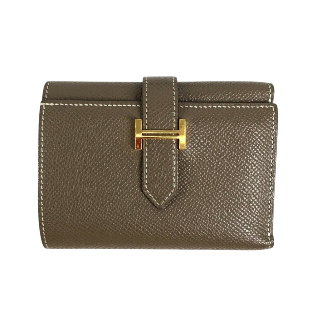 HERMES Bearn Combination Compact Wallet, Tri-fold Epsom Leather, Women's, Eto...